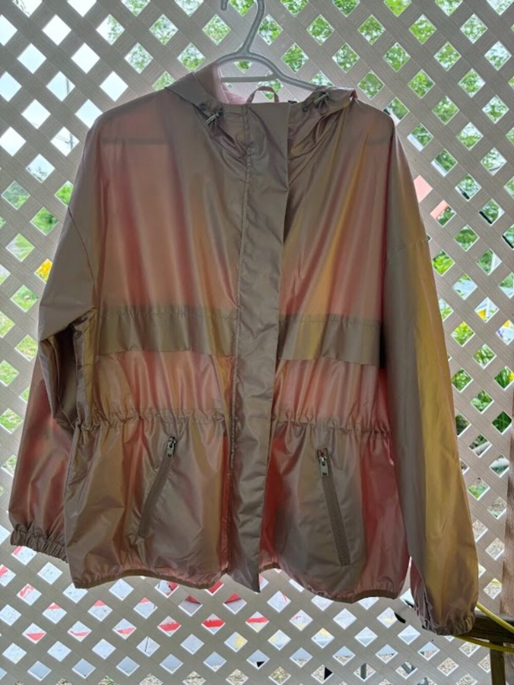 Point Zero Metallic Blush Pink Hooded Windbreaker Jacket XL